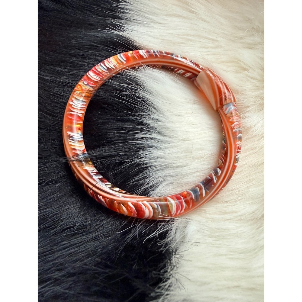 Lea Stein Paris Layered Knot Bead Bangle‎ Bracelet Mid Century RARE